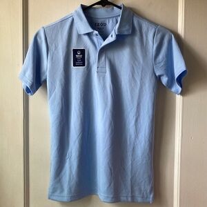 IZOD Boys Light Blue Short Sleeve Wrinkle Resistant Moisture Wicking Polo Shir
